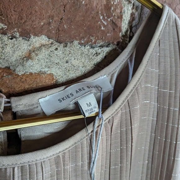 NWT‎ Skies are Blue Medium Tan w/ Silver Thread Cinch Waist Midi Tank Top Dress - Picture 4 of 12